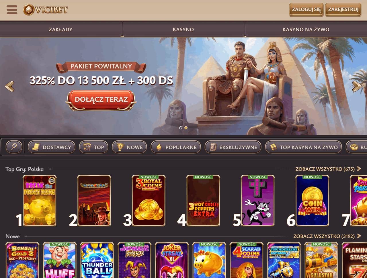 ViciBet Casino lobby